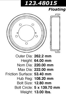 Rear Brake Drum for Suzuki Grand Vitara 2005 2004 2003 2002 2001 2000 P-2419128