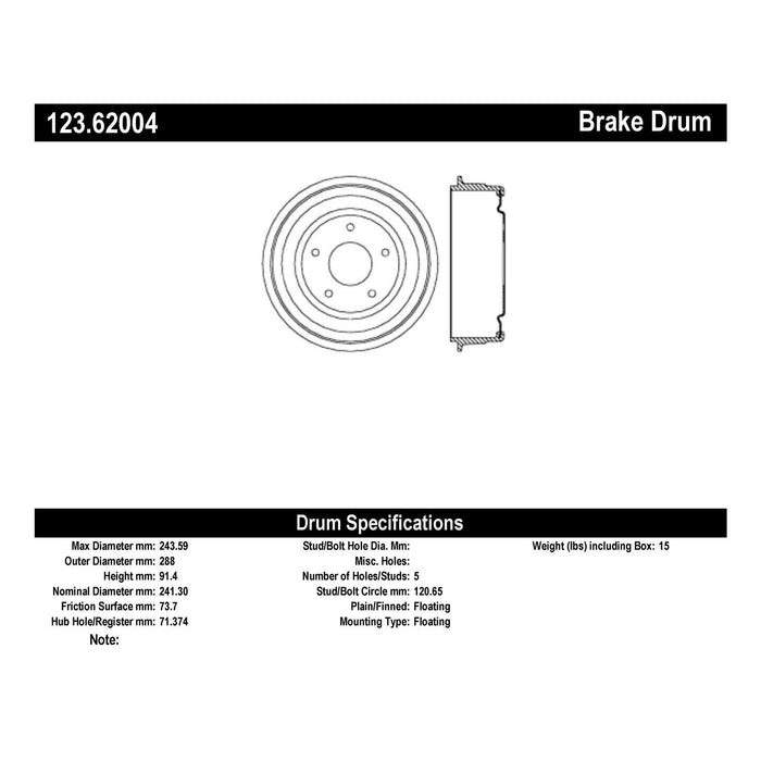 Front Brake Drum for Chevrolet Chevelle Base 1969 1968 1967 1966 1965 1964 P-2419338