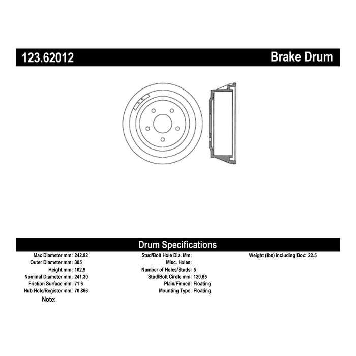 Front Brake Drum for Buick GS 1970 P-2419371