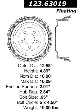 Rear Brake Drum for Chrysler Fifth Avenue 1989 1988 1987 1986 1985 1984 1983 P-2419725