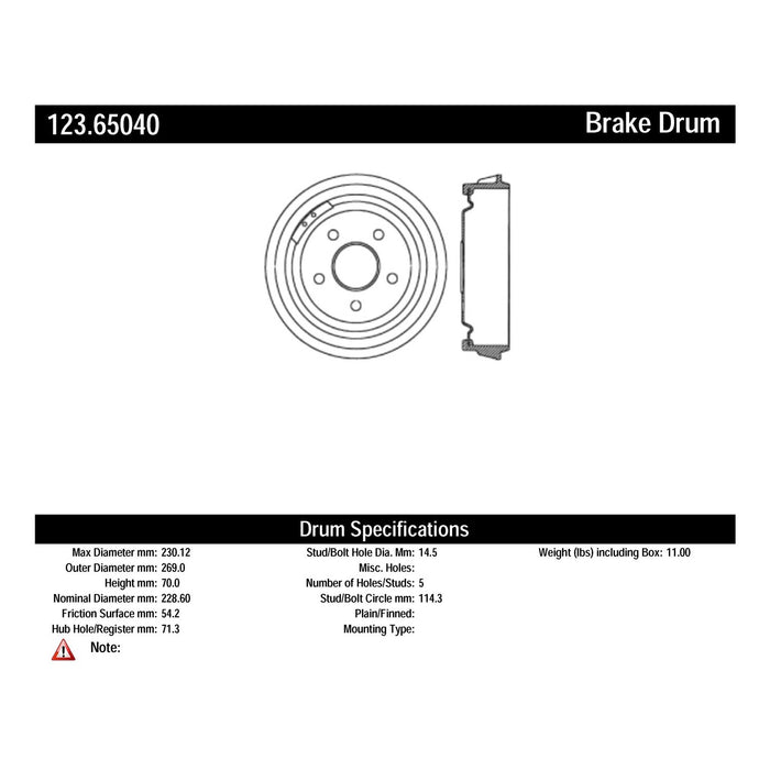 Rear Brake Drum for Mazda B4000 2010 2009 2008 2007 2006 2005 2004 2003 2002 2001 2000 1999 1998 P-2420005