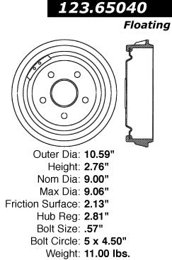 Rear Brake Drum for Mazda B4000 2010 2009 2008 2007 2006 2005 2004 2003 2002 2001 2000 1999 1998 P-2420005