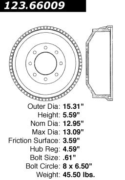 Rear Brake Drum for Chevrolet K20 Pickup 1974 1973 1972 P-2420130