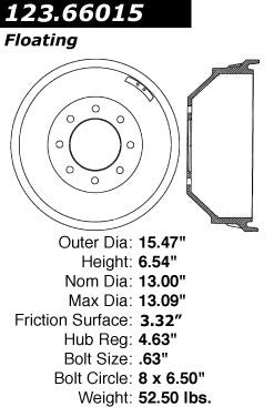 Rear Brake Drum for GMC R2500 Suburban 1991 1990 1989 1988 1987 P-2420248