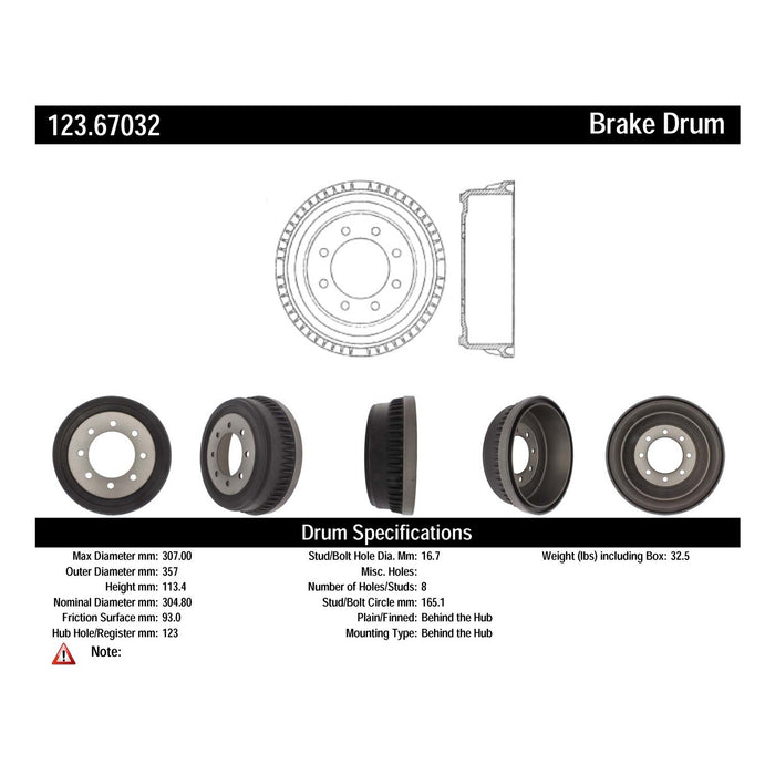 Rear Brake Drum for Dodge B350 1994 - Centric 123.67032