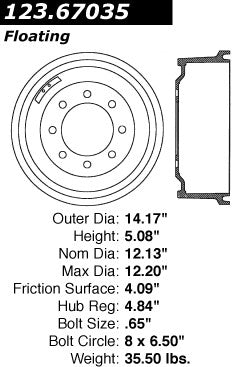 Rear Brake Drum for Dodge B3500 1998 P-2420554