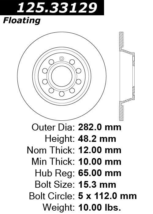 Rear Disc Brake Rotor for Seat Leon 2012 2011 2010 2009 2008 2007 2006 P-2420980