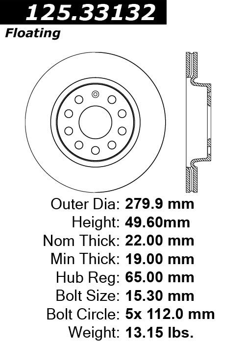 Front Disc Brake Rotor for Seat Freetrack 2014 2013 2012 2011 2010 P-2421011