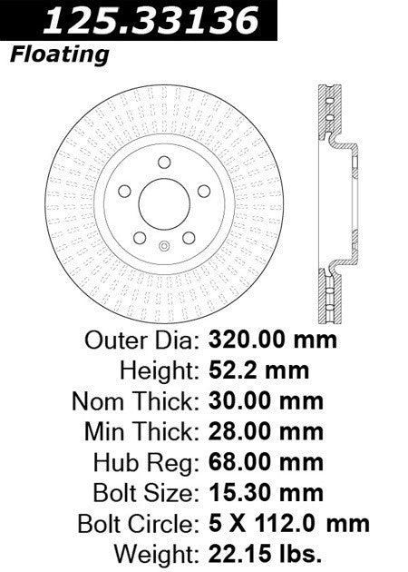 Front Disc Brake Rotor for Audi A6 2013 2012 P-2421046