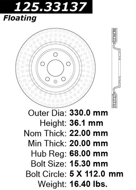 Rear Disc Brake Rotor for Audi A7 Sportback 2021 2020 P-2421062