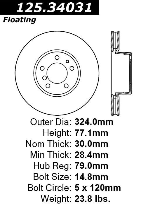 Front Disc Brake Rotor for BMW 740i 2001 2000 1999 1998 1997 1996 1995 P-2421152