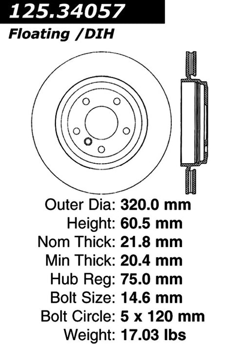 Rear Disc Brake Rotor for BMW 330Ci 2006 2005 2004 2003 2002 2001 P-2421203