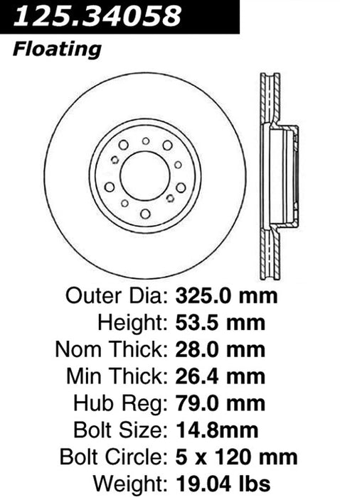 Front Left/Driver Side Disc Brake Rotor for BMW M3 2006 2005 2004 2003 2002 2001 P-2421206