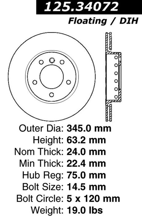 Rear Disc Brake Rotor for BMW 645Ci 2005 2004 P-2421240