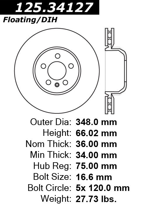 Front Right/Passenger Side Disc Brake Rotor for BMW 650i xDrive 2018 2017 2016 2015 2014 2013 2012 P-2421390