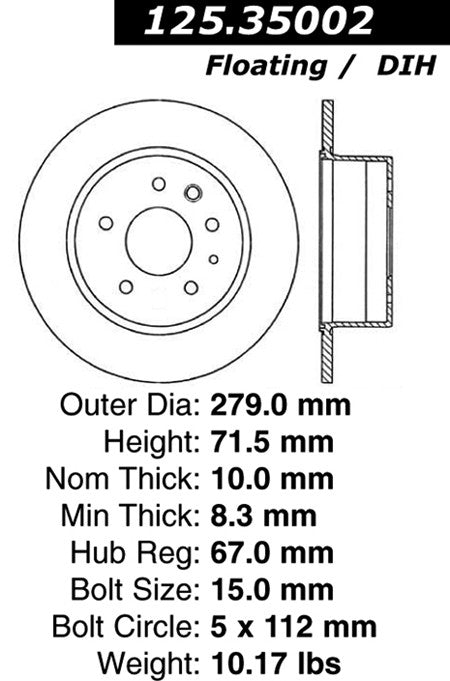 Rear Disc Brake Rotor for Mercedes-Benz 350SD 1991 P-2421579