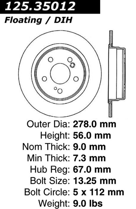 Rear Disc Brake Rotor for Mercedes-Benz SLK200 2011 2010 2009 2008 2007 2006 2005 P-2421609