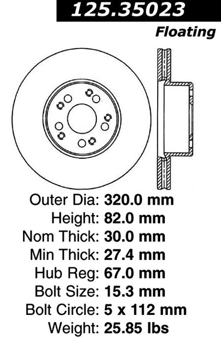 Front Disc Brake Rotor for Mercedes-Benz 600SEC 1993 P-2421643