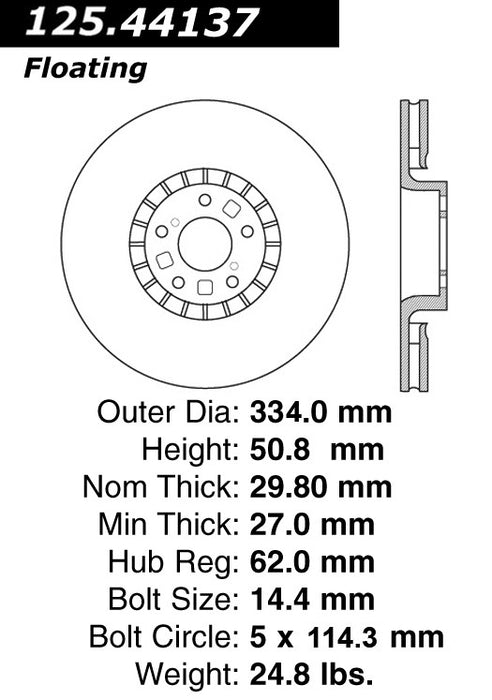 Front Right/Passenger Side Disc Brake Rotor for Lexus IS350 F Sport RWD 2021 2020 2019 2018 2017 2016 2015 2014 2013 2012 2011 2010 2009 P-2422143