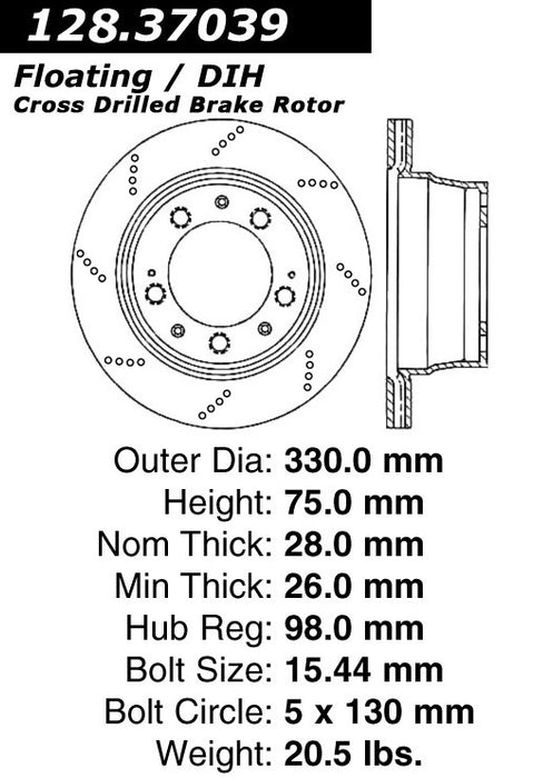 Rear Right/Passenger Side Disc Brake Rotor for Mercedes-Benz CL55 AMG 2006 2005 P-2431036