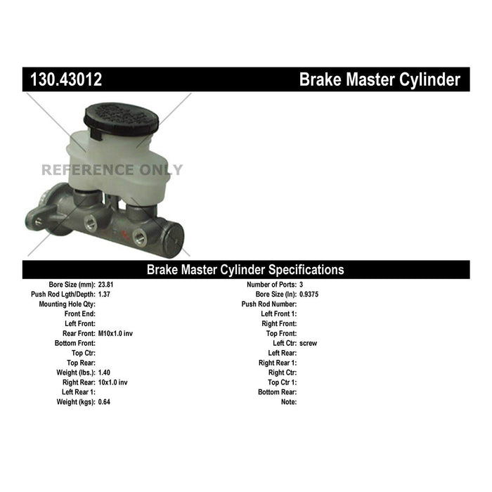 Brake Master Cylinder for Isuzu Pickup 2.3L L4 RWD 1995 1994 1993 1992 1991 1990 1989 1988 P-2432823