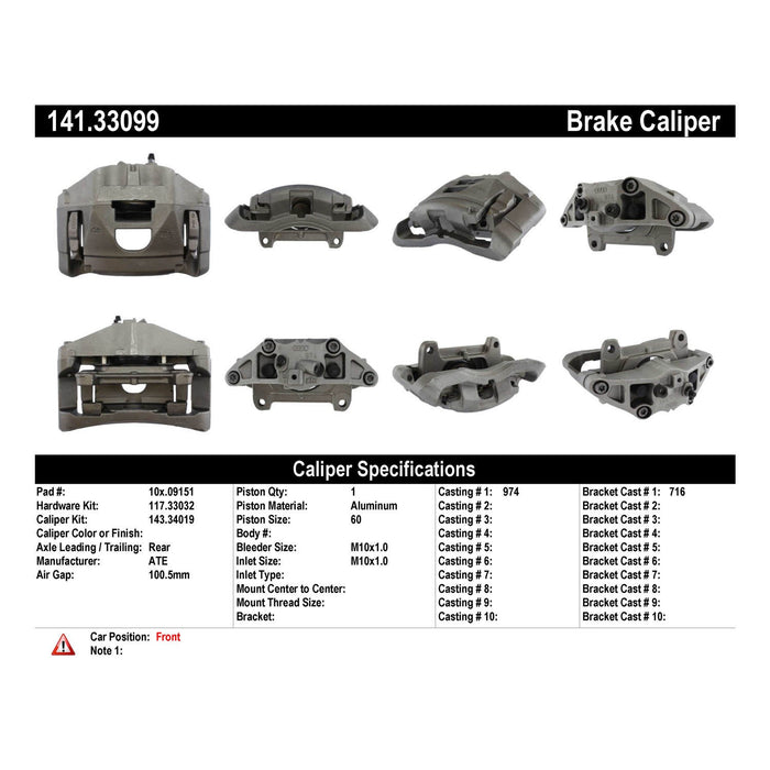 Front Right/Passenger Side Disc Brake Caliper for Audi A6 2011 2010 2009 2008 2007 2006 P-1167086