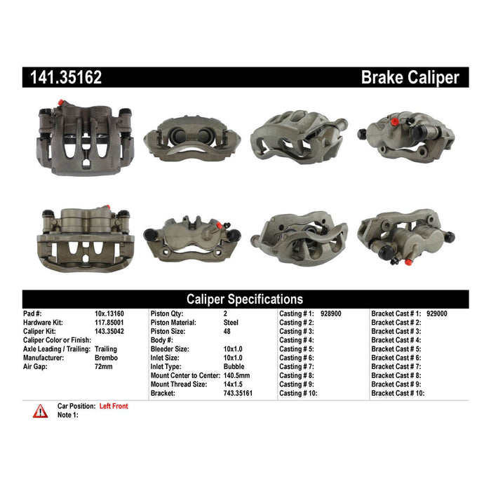 Front Left/Driver Side Disc Brake Caliper for Volkswagen Crafter Van 2017 2016 2015 2014 2013 2012 2011 2010 2009 2008 P-1168100