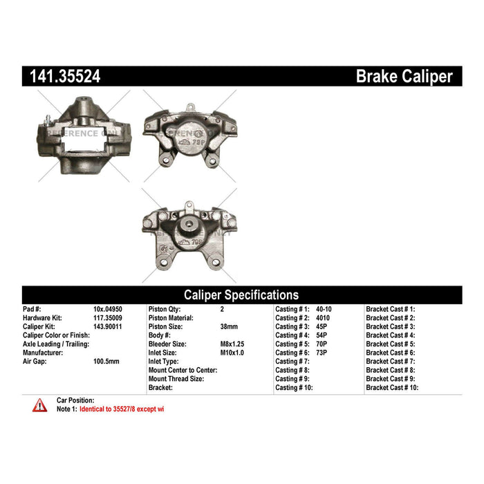 Rear Left/Driver Side Disc Brake Caliper for Mercedes-Benz 500SL 1993 1992 1991 1990 P-1168264