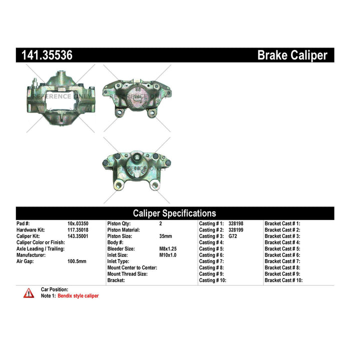 Rear Left/Driver Side Disc Brake Caliper for Mercedes-Benz 190D 1989 1988 1987 1986 1985 1984 P-1168327