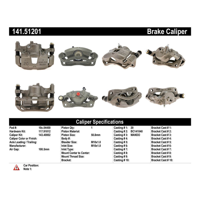 Front Right/Passenger Side Disc Brake Caliper for Hyundai Accent 1999 1998 1997 1996 1995 P-1170858