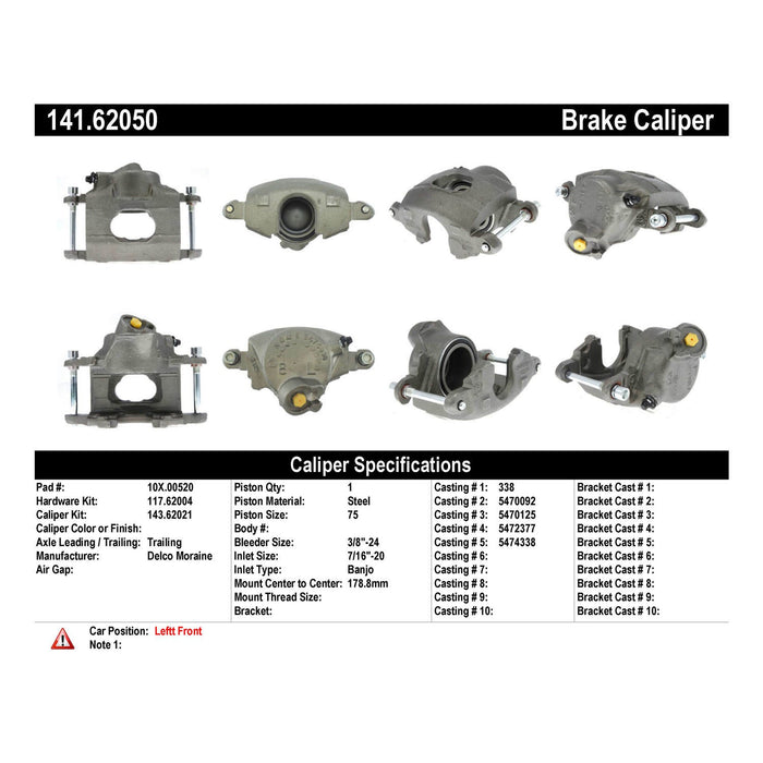 Front Left/Driver Side Disc Brake Caliper for Pontiac Grand Am 1975 1974 1973 P-1171915