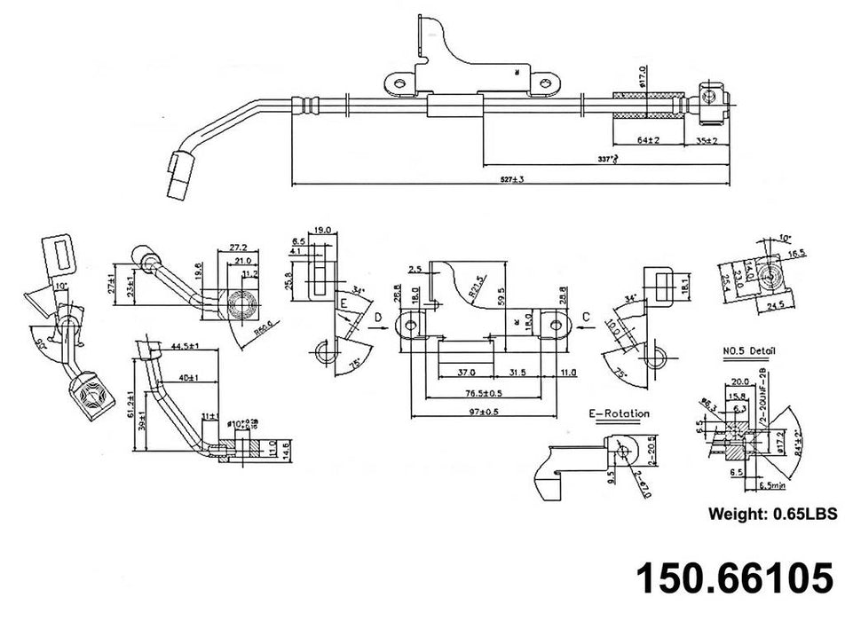 Front Right/Passenger Side Brake Hydraulic Hose for Chevrolet Trailblazer 2009 2008 2007 2006 2005 2004 2003 2002 P-1188338