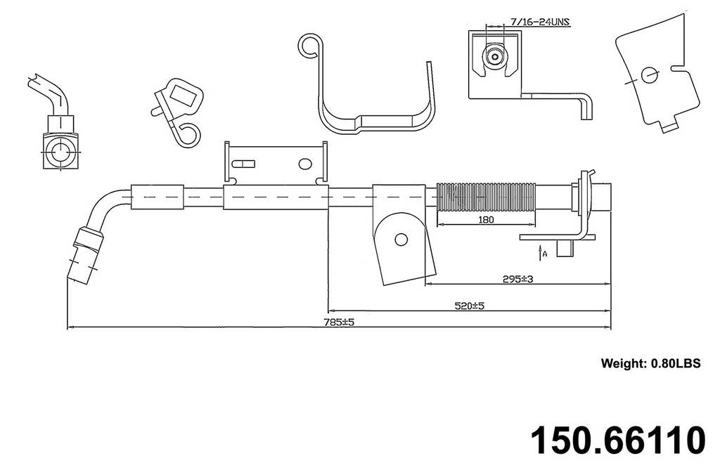 Front Left/Driver Side Brake Hydraulic Hose for Chevrolet Silverado 1500 HD Classic 2007 P-1188377