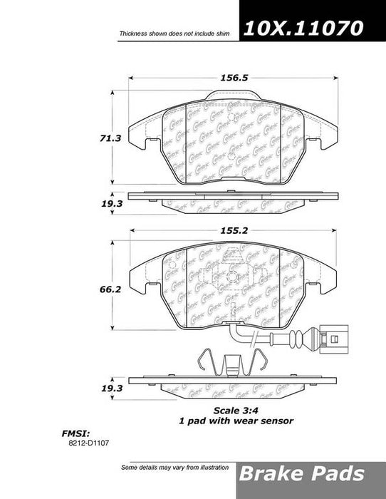 Front Disc Brake Pad Set for Volkswagen Passat 2010 2009 2008 2007 2006 P-1199316