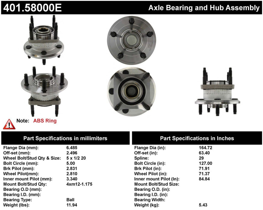 Rear Wheel Bearing and Hub Assembly for Jeep Commander 2010 2009 2008 2007 2006 P-1207385