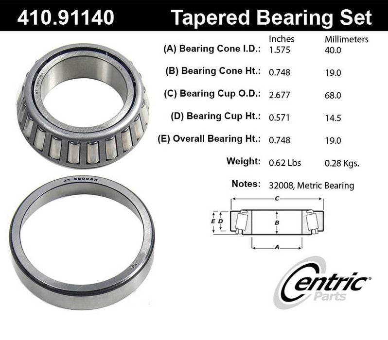 Front Inner Wheel Bearing and Race Set for Mercedes-Benz S420 1999 1998 1997 1996 1995 1994 P-1210870