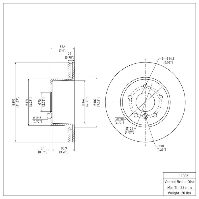 Front Disc Brake Rotor for Land Rover Discovery Series II 2004 2003 2002 2001 2000 1999 P-278453