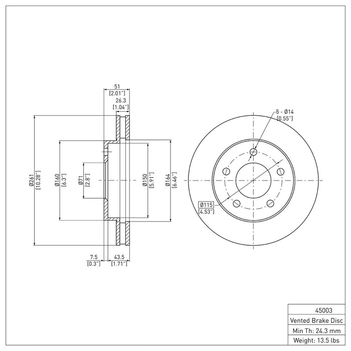 Front Disc Brake Rotor for Pontiac Trans Sport 1991 1990 P-279552