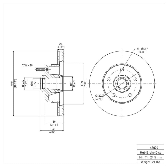 Front Disc Brake Rotor for Chevrolet Chevy II 1968 1967 P-279670