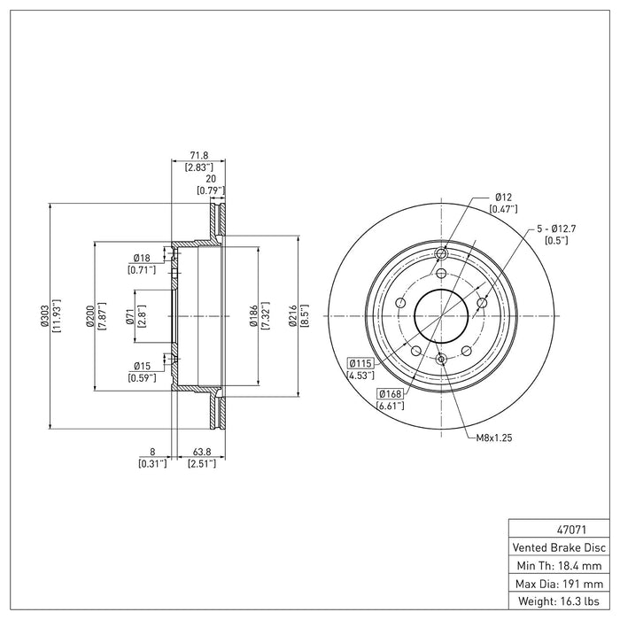 Rear Disc Brake Rotor for Suzuki XL-7 2009 2008 2007 P-279901