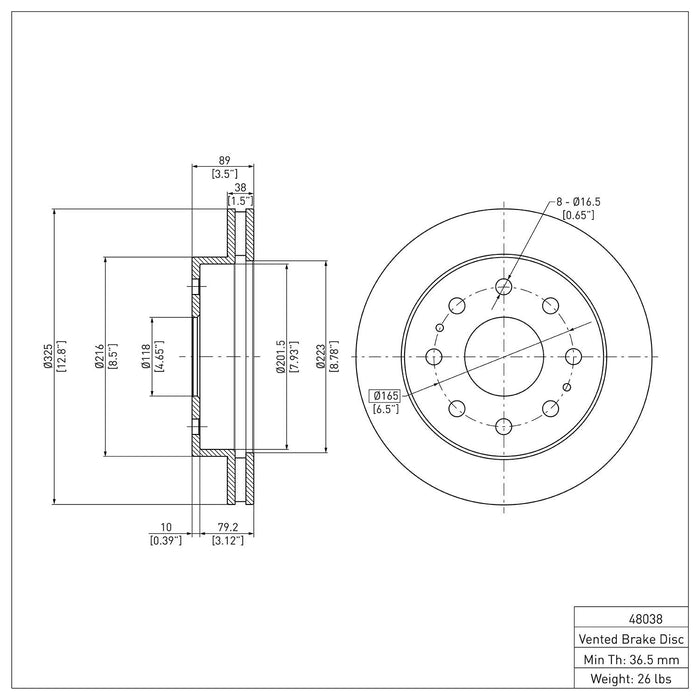 Front Disc Brake Rotor for Chevrolet Silverado 1500 HD 4WD 2006 2005 2004 2003 2002 2001 P-280073