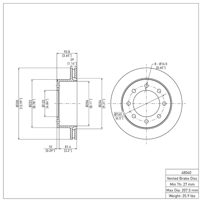 Rear Disc Brake Rotor for GMC Sierra 3500 2006 P-280113