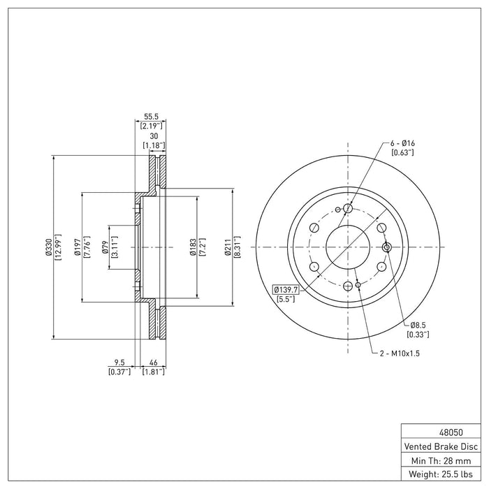 Front Disc Brake Rotor for Cadillac XTS Limousine 2019 2018 2017 2016 2015 2014 2013 P-280174