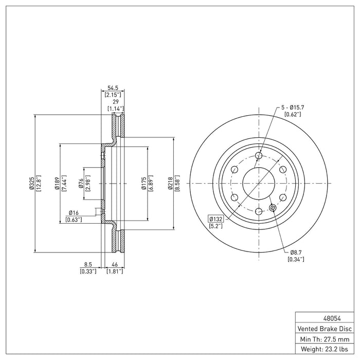 Front Disc Brake Rotor for GMC Acadia Limited 2017 P-280225