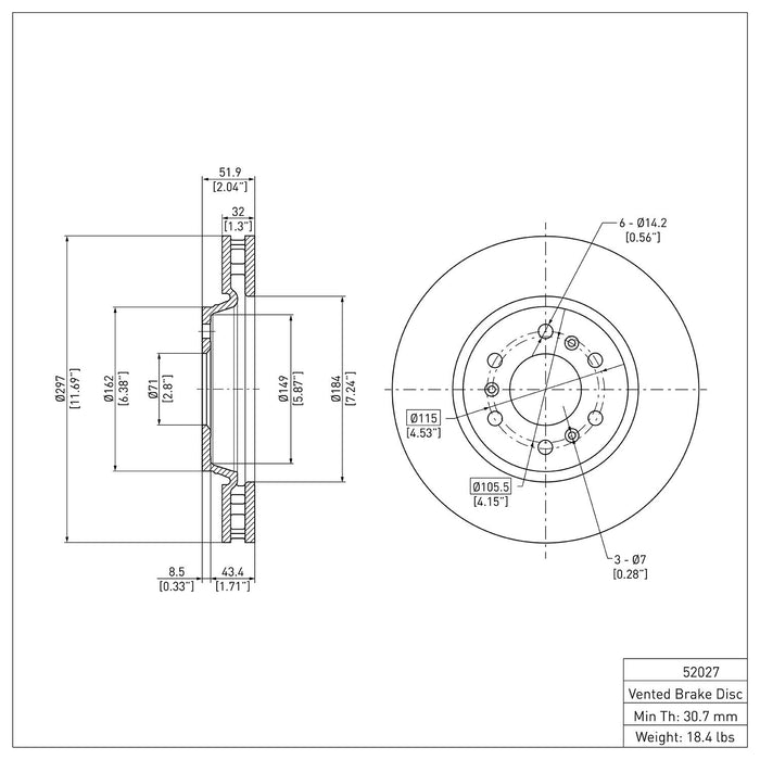 Front Disc Brake Rotor for Buick Terraza 2007 2006 P-280329