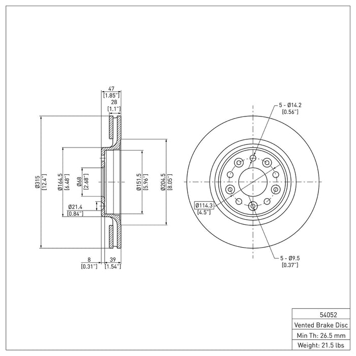 Front Disc Brake Rotor for Ford Taurus 2009 2008 P-280509