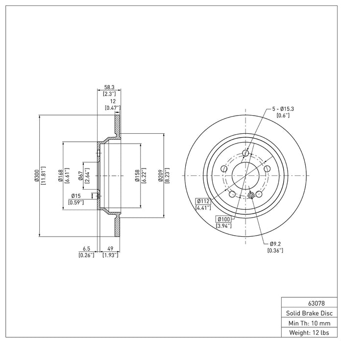 Rear Disc Brake Rotor for Mercedes-Benz S550 Base 2011 2010 2009 2008 2007 P-281187