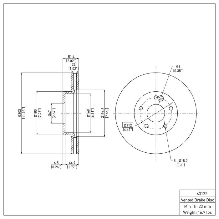 Front Disc Brake Rotor for Mercedes-Benz ML320 2003 2002 2001 2000 1999 1998 P-281231