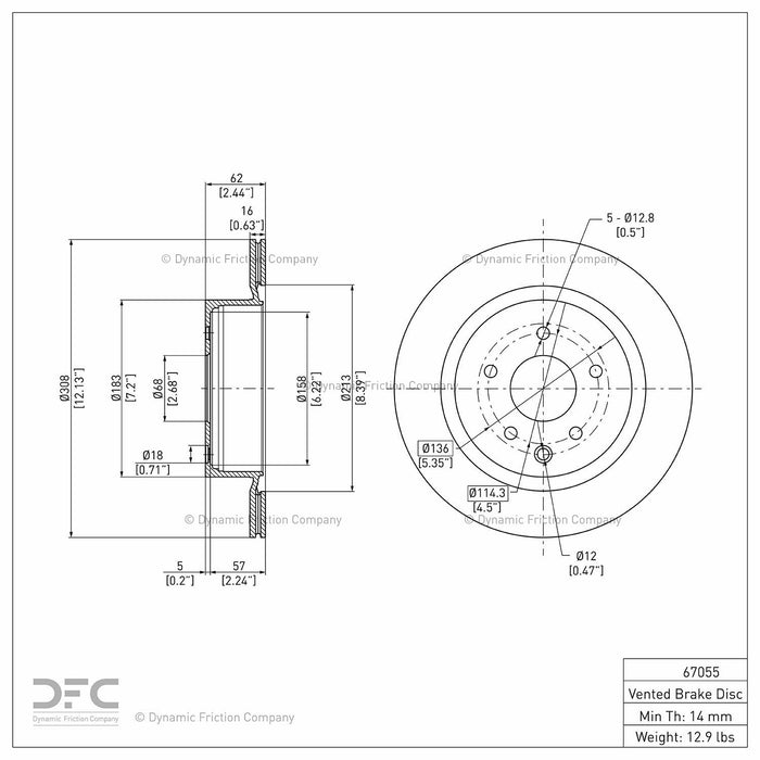 Rear Disc Brake Rotor for Infiniti EX37 2013 P-281456