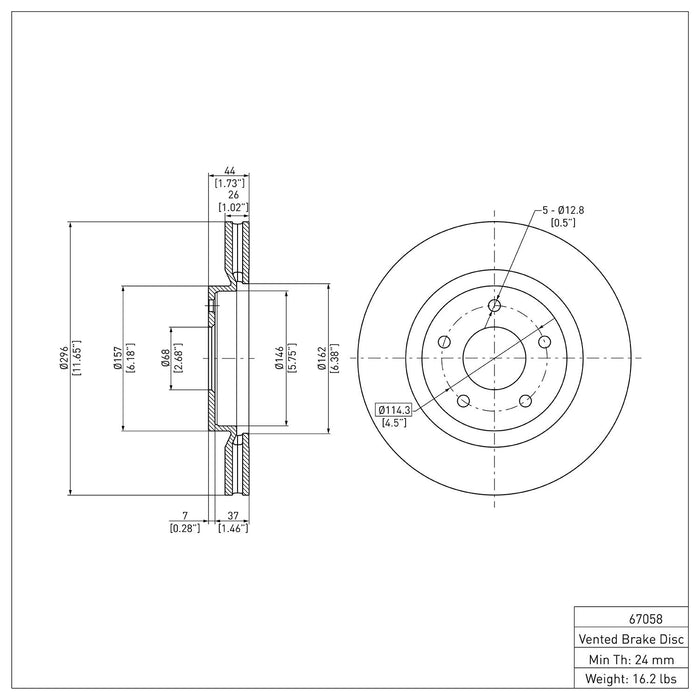 Front Disc Brake Rotor for Nissan X-Trail 2014 2013 2012 2011 2010 2009 2008 P-281474